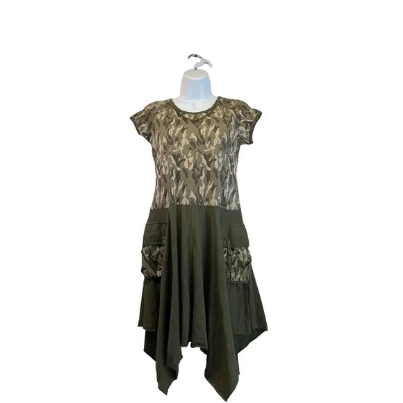 L.A Conduct Youth Girls 14 Military Green Camo Side Pockets  Dress - Picture 1 of 14